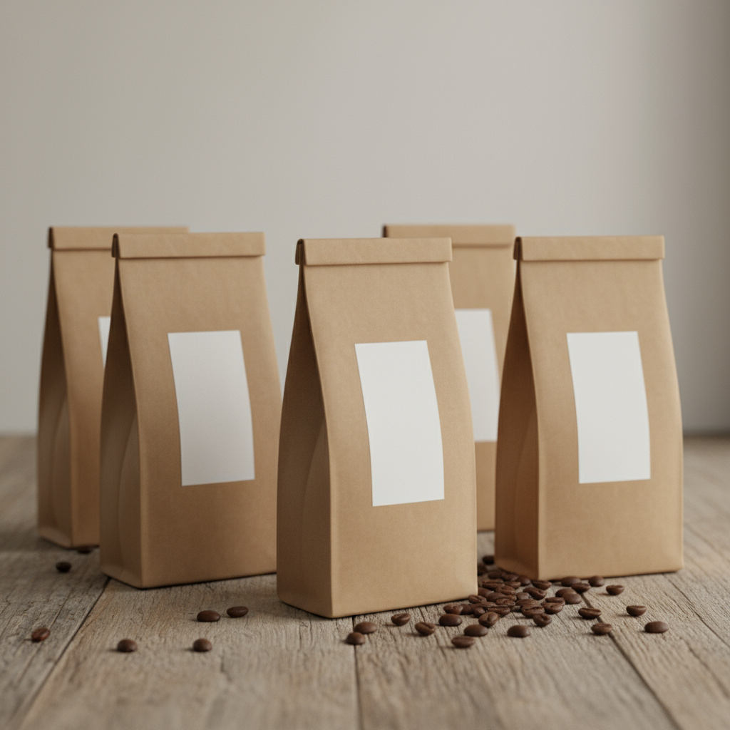 Bolsas de café recién tostado